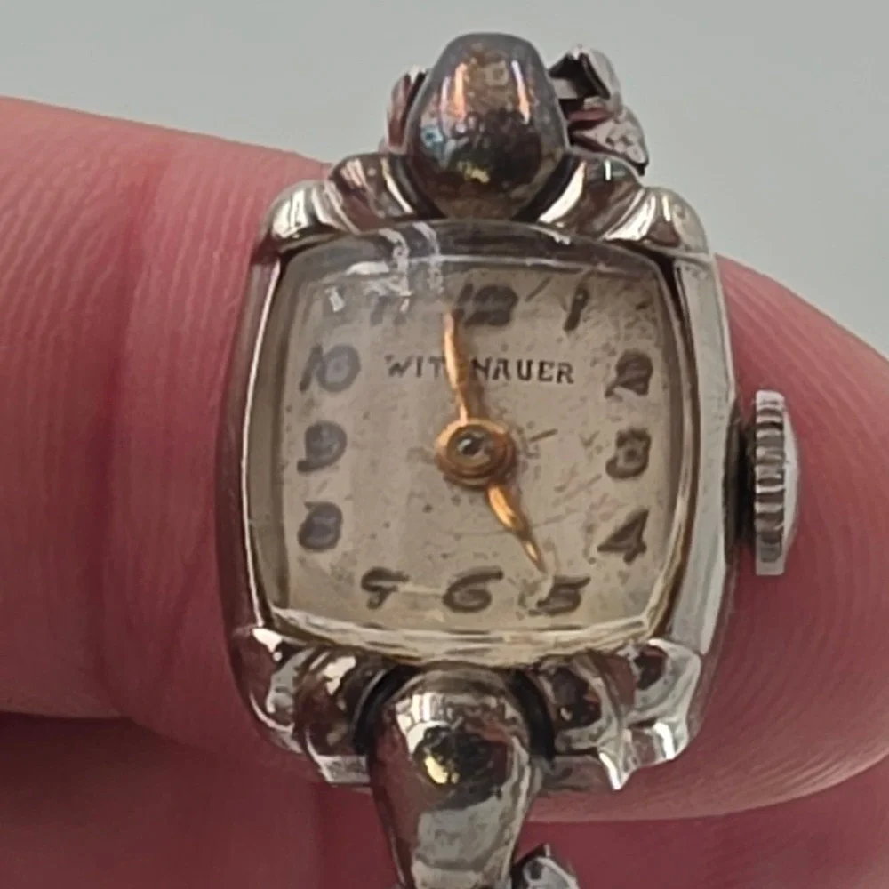 Wittnauer Watch Womens Small Silver Good 10K Gold Filled Speidel Mesh Band